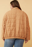 HY6261 TAUPE Womens Quilted Zip Up Padded Jacket Detail