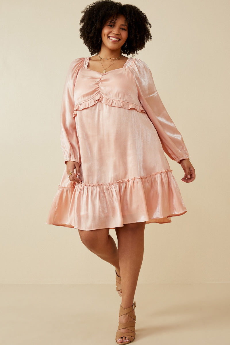 Iridescent Ruffled Sweetheart Neck Dress