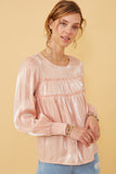 Iridescent Ruffled Smock Cuff Top