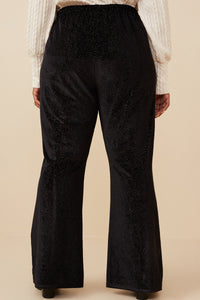 HY6379 Black Womens Textured Velvet Lurex Wide Leg Pants Back