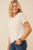HY6390 Marsala Womens Textured Stringy Short Sleeve Top Detail
