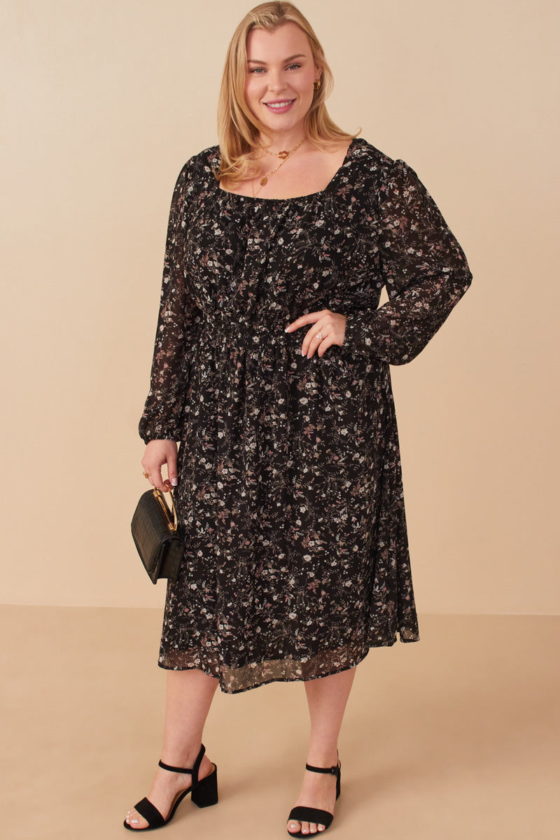 Womens Ditsy Floral Open Back Chiffon Dress | Boho Inspired Inclusive Outfits Black / M Black *Women's Dresses Casual Dresses Hayden Los Angeles Womens Ditsy Floral Open Back Chiffon Dress | Boho Inspired Inclusive Outfits Black / M Black *Women's Dresses Casual Dresses Hayden Los Angeles