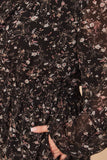 HY6632W Black Plus Ditsy Floral Tie Detail Open Back Chiffon Dress Detail