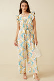 Romantic Floral Ruffle Detail Wideleg Jumpsuit