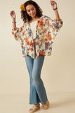 HY6671W Rust Mix Plus Textured Floral Smocked Square Neck Peplum Side