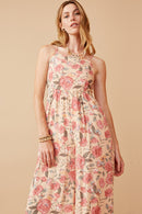 HY6680W Blush Plus Romantic Floral Smocked Wide leg Jumpsuit Gif