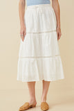 HY6705W Off White Plus Floral Embroidered Eyelet Dress With Crochet Detail Front