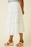 HY6705W Off White Plus Floral Embroidered Eyelet Dress With Crochet Detail Side