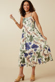 HY6730 BLUE MIX Womens Floral Smocked Back Tank Dress Side