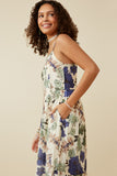HY6730 BLUE MIX Womens Floral Smocked Back Tank Dress Back