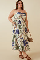 HY6730 Rust Mix Womens Floral Smocked Back Tank Dress Front