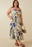 HY6730 BLUE MIX Womens Floral Smocked Back Tank Dress Full Body