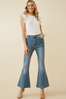 HY6738 Off White Womens Layered Ruffle Mix Media Ribbed Knit Tank Back