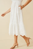 HY6779W Off White Plus Scallop Hem Floral Crochet Eyelet Dress Detail
