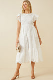 HY6779W Off White Plus Scallop Hem Floral Crochet Eyelet Dress Full Body 2