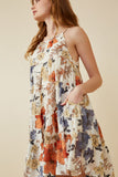HY6780W RUST Plus Textured Botanical Tiered Tank Dress Front