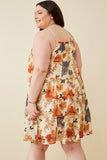 HY6780 CREAM Womens Textured Botanical Tiered Tank Dress Full Body