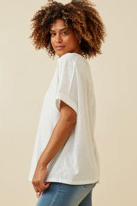 HY6782 Green Womens Raw Edge Detail Triblend Knit Dolman Tee Side