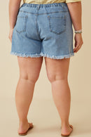 HY6790W DENIM Plus Distressed Fray Detail Shorts Back