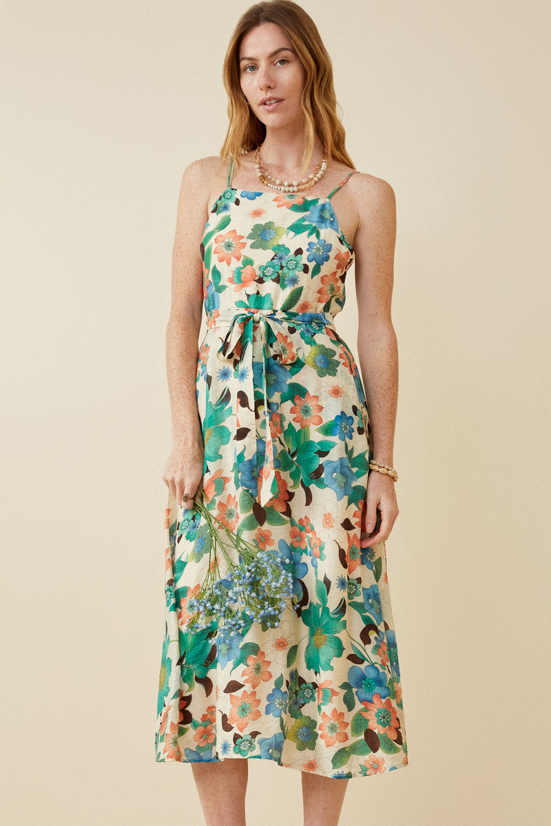 Textured Bold Floral Smocked Back Dress