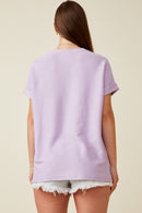 HY6856 Lavender Womens Textured Dolman Sleeve Pocket Tee Side