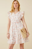 Floral Print Eyelet Ruffle Tank Dress