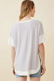 HY6870 LAVENDER Womens Ribbed Knit Contrast Detail Pocket Tee Back