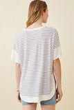 HY6870 LAVENDER Womens Ribbed Knit Contrast Detail Pocket Tee Back