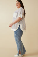 HY6870W Lavender Plus Ribbed Knit Contrast Detail Pocket Tee Back