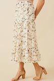 HY6908W Ivory Plus Floral Tiered Chiffon Skirt Side