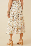 HY6908W Ivory Plus Floral Tiered Chiffon Skirt Back