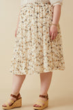 HY6908W Ivory Plus Floral Tiered Chiffon Skirt Front