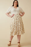 HY6908 IVORY Women Floral Tiered Chiffon Skirt Side 2