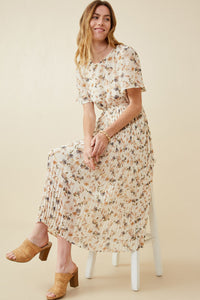 Womens Floral Pleated Dress | Boho Inspired Inclusive Outfits Off White / 2XL Off White *Women's Dresses Casual Dresses Hayden Los Angeles Womens Floral Pleated Dress | Boho Inspired Inclusive Outfits Off White / 2XL Off White *Women's Dresses Casual Dresses Hayden Los Angeles