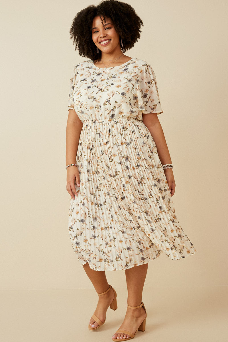 Womens Floral Pleated Dress Womens Floral Pleated Dress