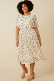 Soft Floral Pleated Skirt Short Sleeve Dress