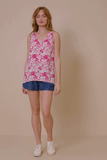 HY6930 Pink Womens Tropical Floral Smocked Tank GIF