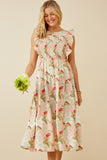 Floral Smocked Panel Ruffle Detail Dress