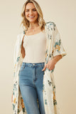 HY6933 Cream Plus Satin Floral Open Duster Full Body