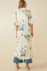 HY6933W Cream Plus Satin Floral Open Duster Back