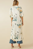 HY6933W Cream Plus Satin Floral Open Duster Side