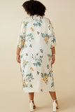 HY6933 Cream Womens Satin Floral Open Duster Full Body