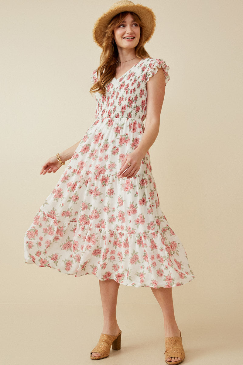 Floral Chiffon Smocked Tank Dress
