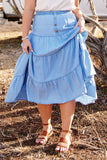 Tiered Button Front Tencel Skirt