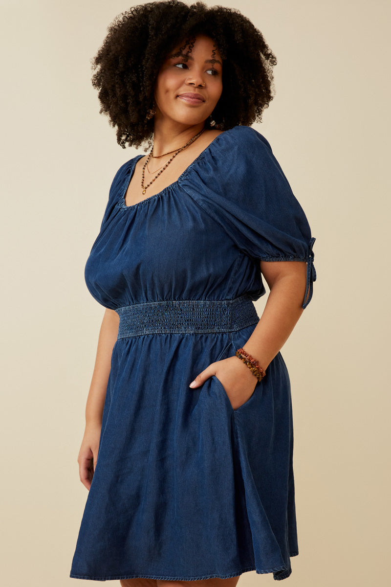 Womens Smocked Sleeve Dress