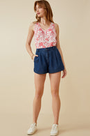 HY6957W DARK DENIM Plus Denim Tencel Dolphin Shorts Back