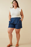HY6957 Dark Denim Womens Denim Tencel Dolphin Shorts Back