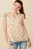 Floral Ruffled Sleeve Tank