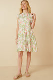 HY6988 Pink Womens Flamingo Print Smocked Ruffled Dress Gif