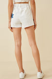 HY7000W White Denim Plus Denim Floral Patch Denim Shorts Side